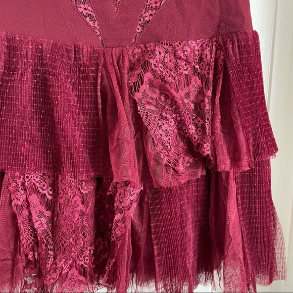 Free people red black dove lace mesh dress 0 - Picture 4 of 11